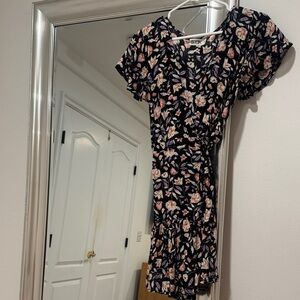 LF Navy Floral Mini Dress with Pink & Cream Blooms